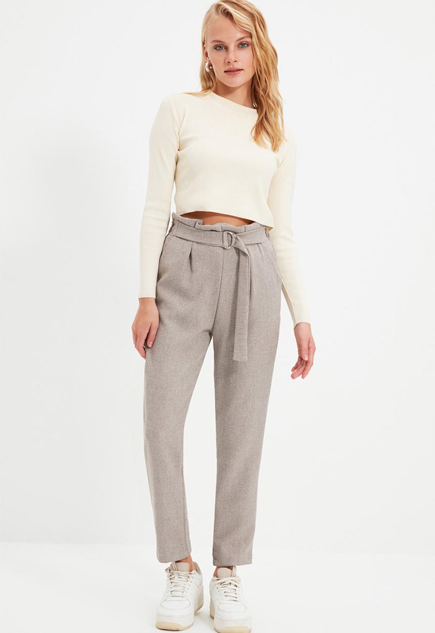 Trendyol - Paperbag belted trousers - grey