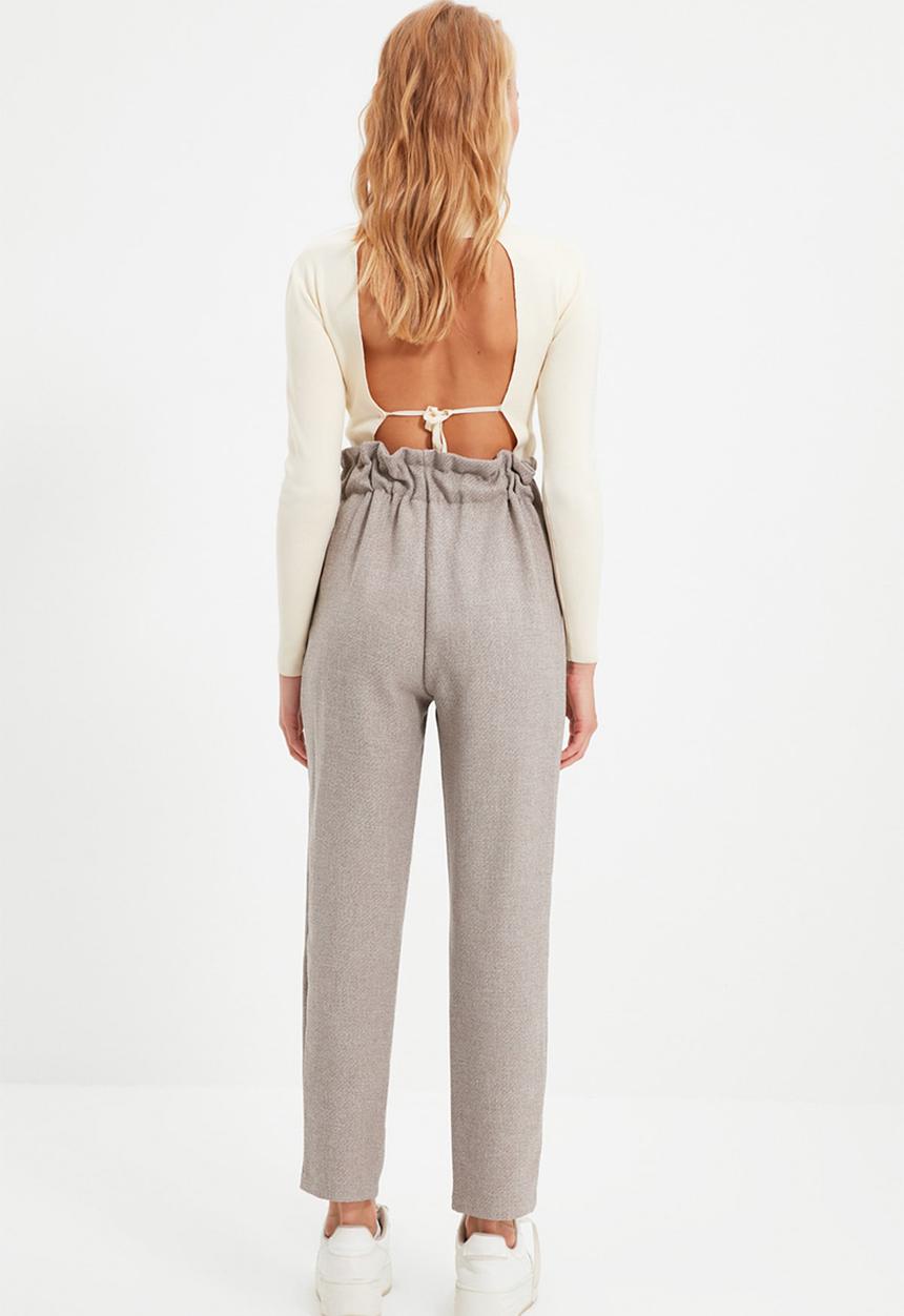 Trendyol - Paperbag belted trousers - grey