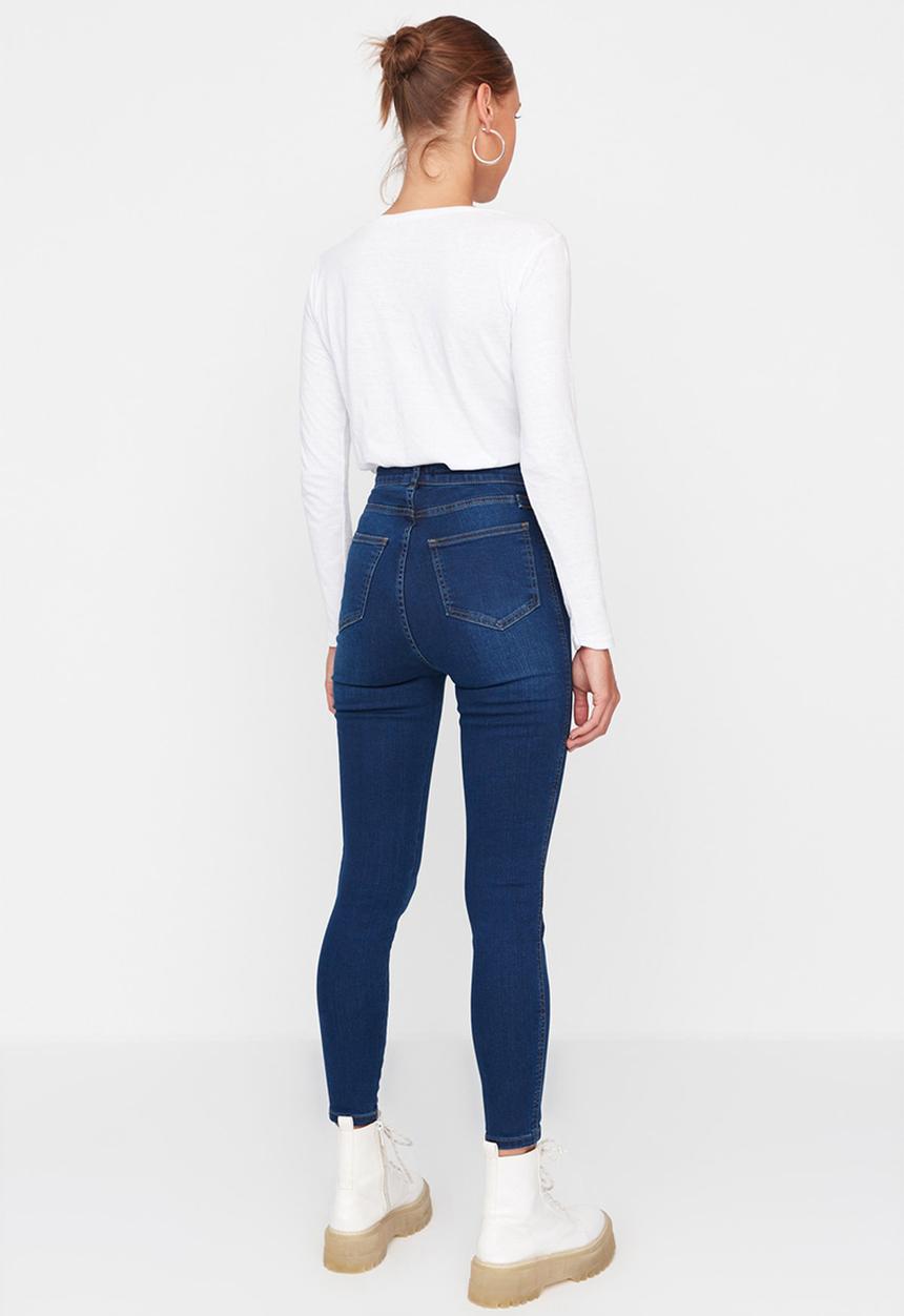 Trendyol - High waist buckle skinny jeans - navy