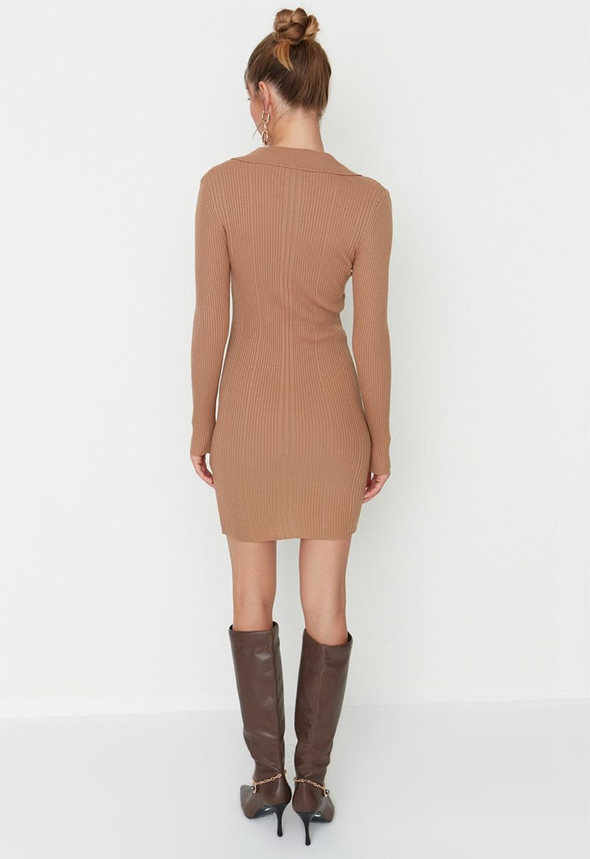 Trendyol - Polo sweater dress - camel