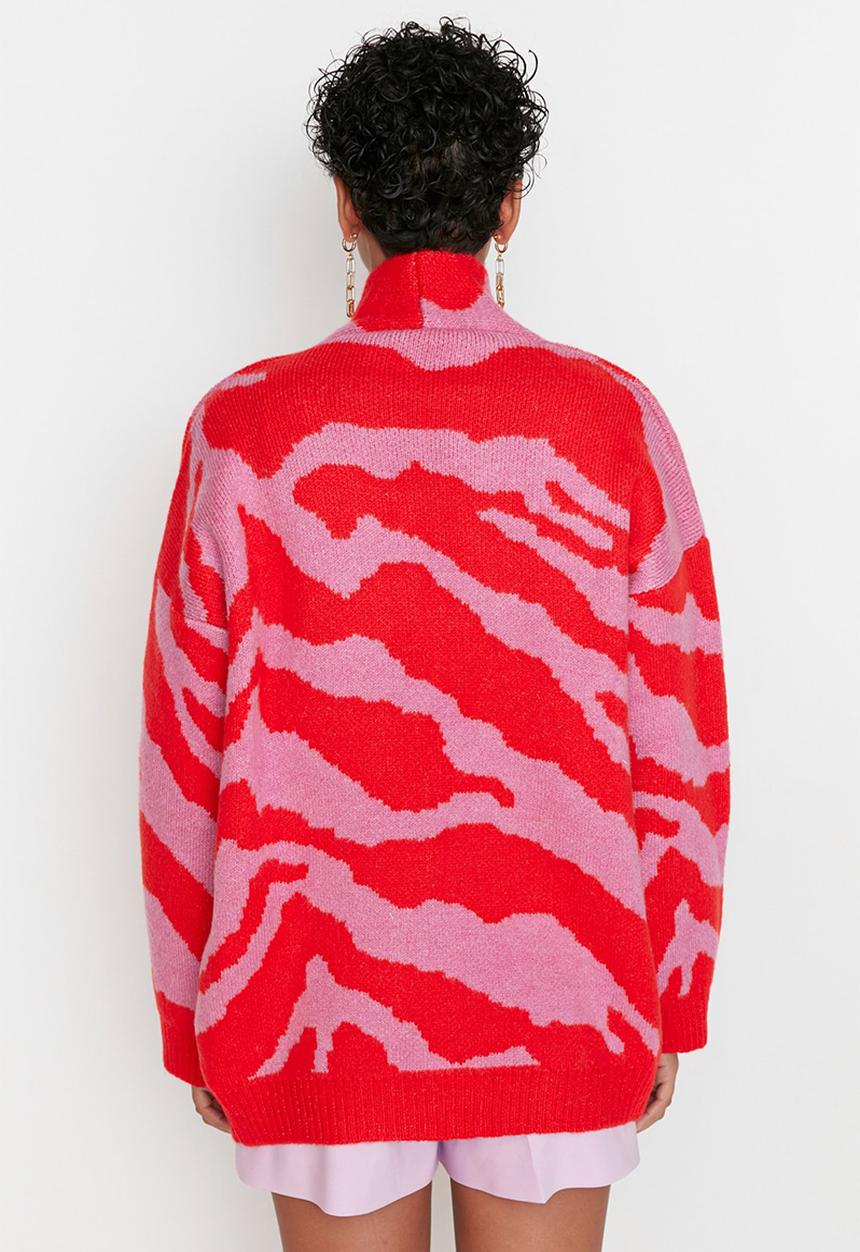 Trendyol - Jacquard knit cardigan - red