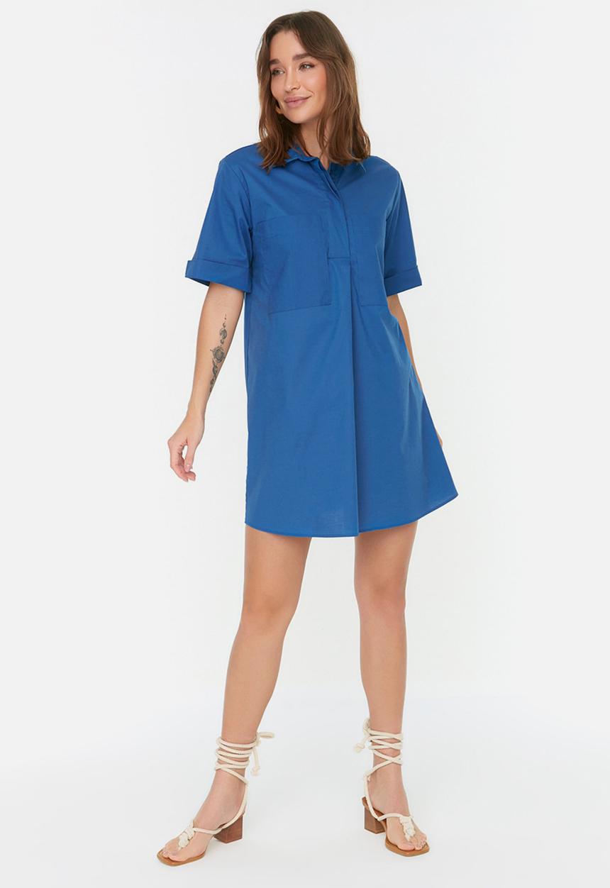 Trendyol - Pocket detail shirt dress - indigo