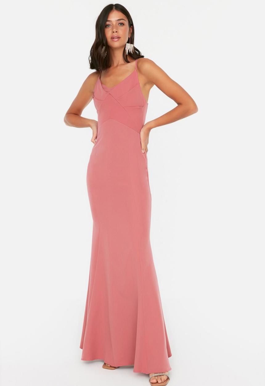 Trendyol - Cross back maxi dress - rose