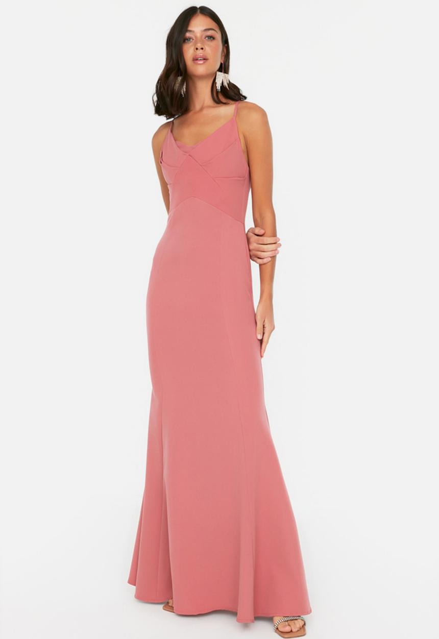 Trendyol - Cross back maxi dress - rose