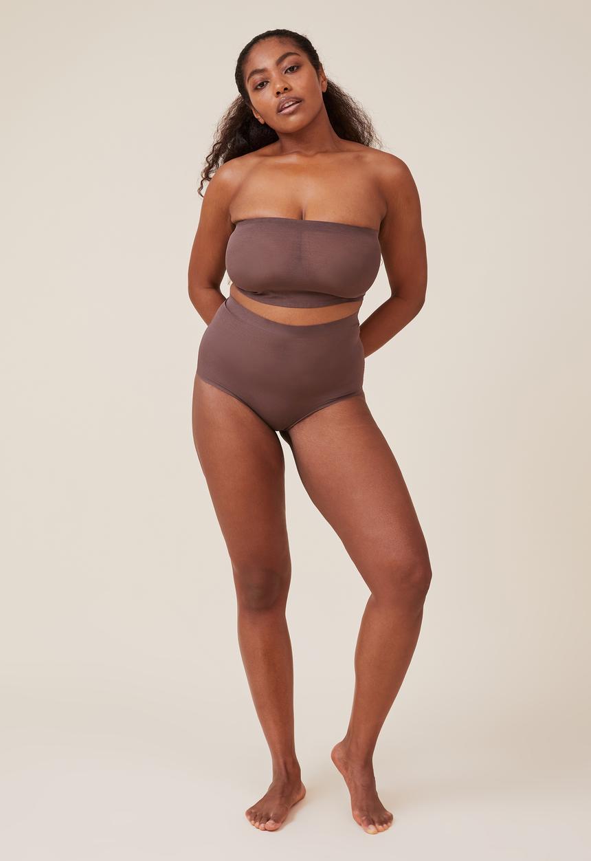 Cotton On - Power mesh shapewear high waisted bikini - espresso