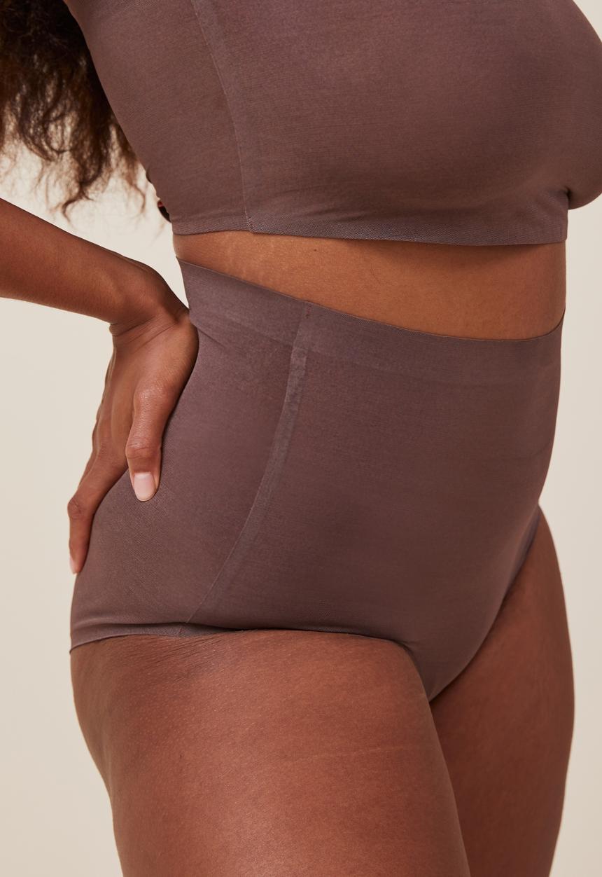 Cotton On - Power mesh shapewear high waisted bikini - espresso