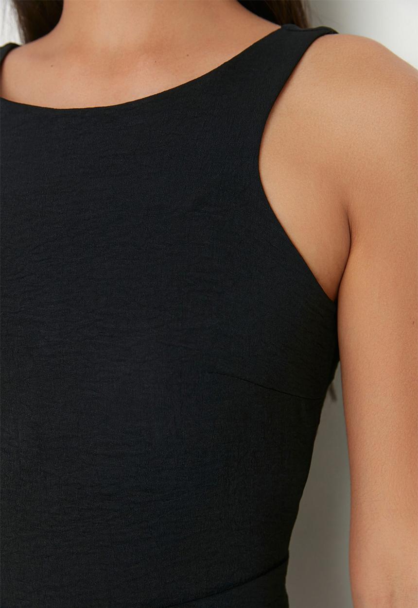 Trendyol - High neck front slit jumpsuit - black