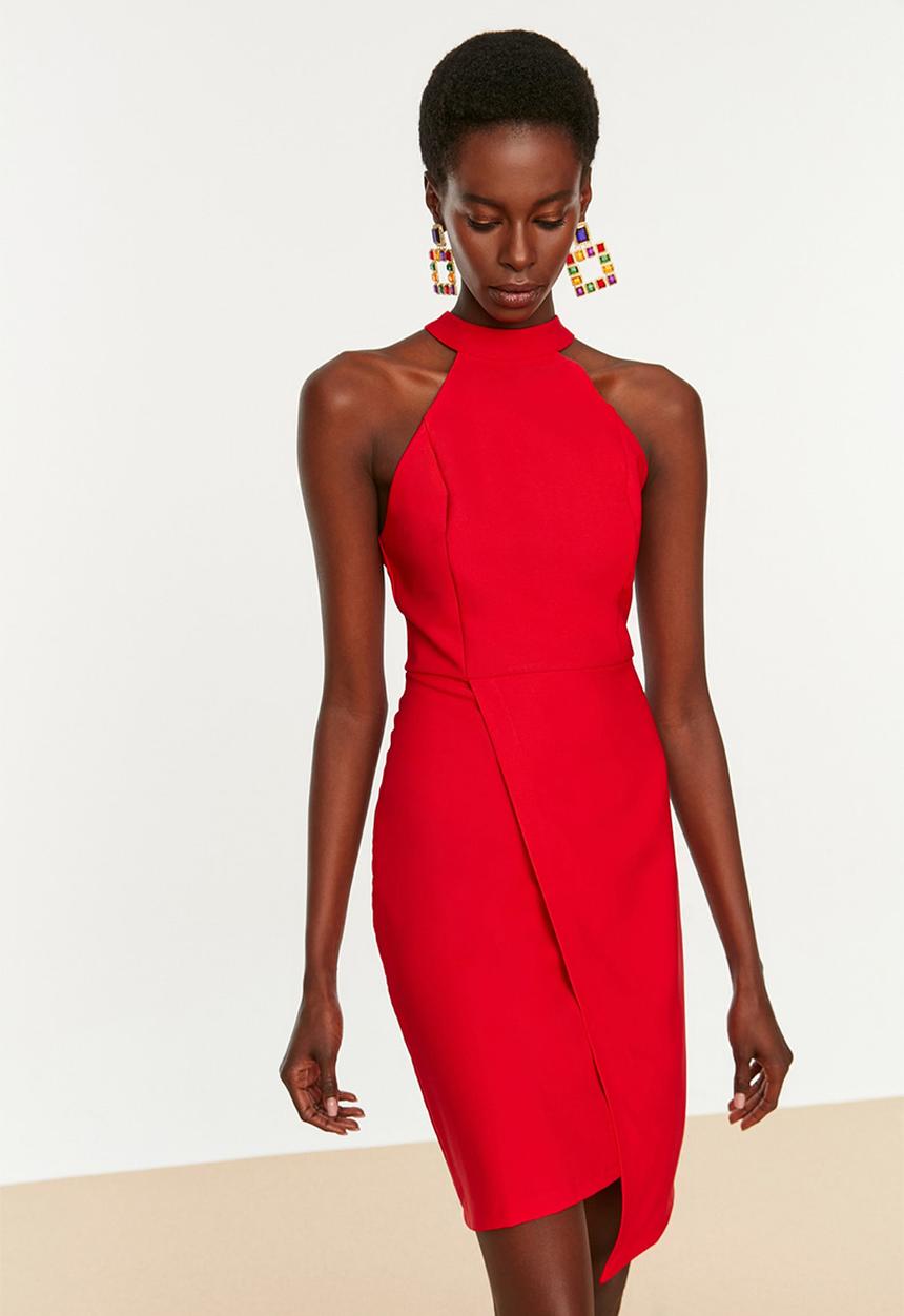 Trendyol - Halterneck mini dress - red
