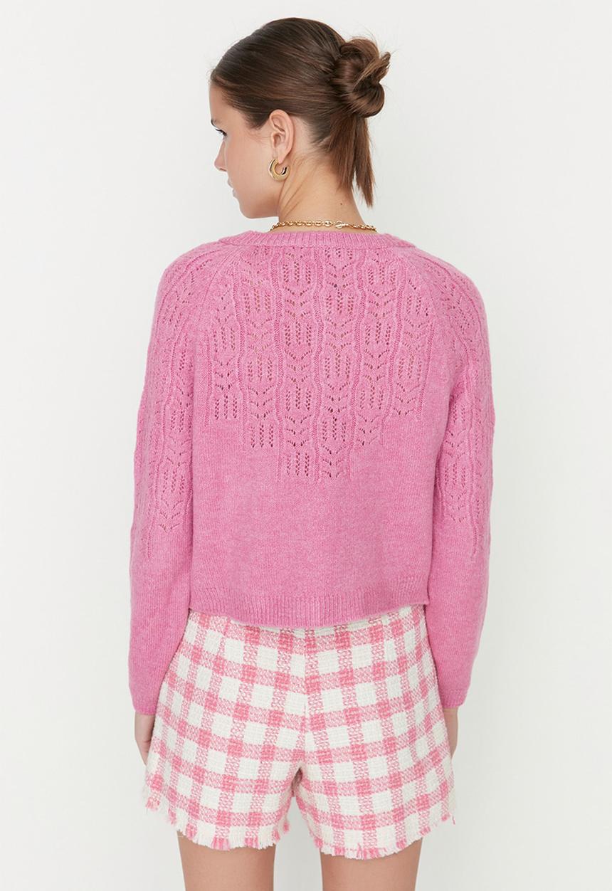 Trendyol - Buttoned knit cardigan - pink
