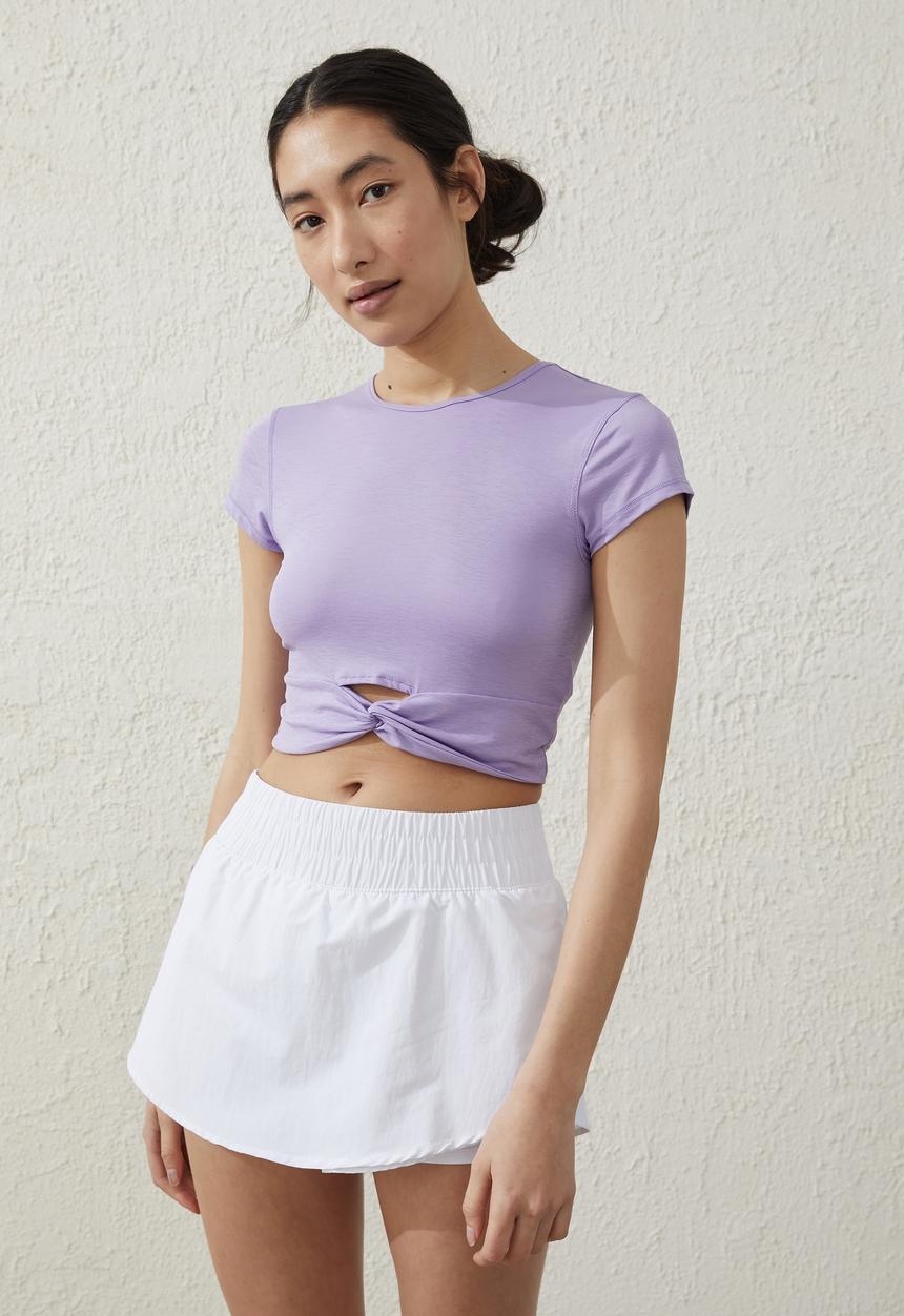 Cotton On - Active twist front tee - purple pansy