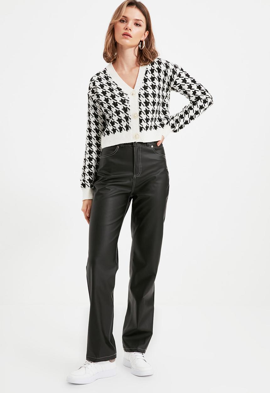 Trendyol - Faux leather trousers - black