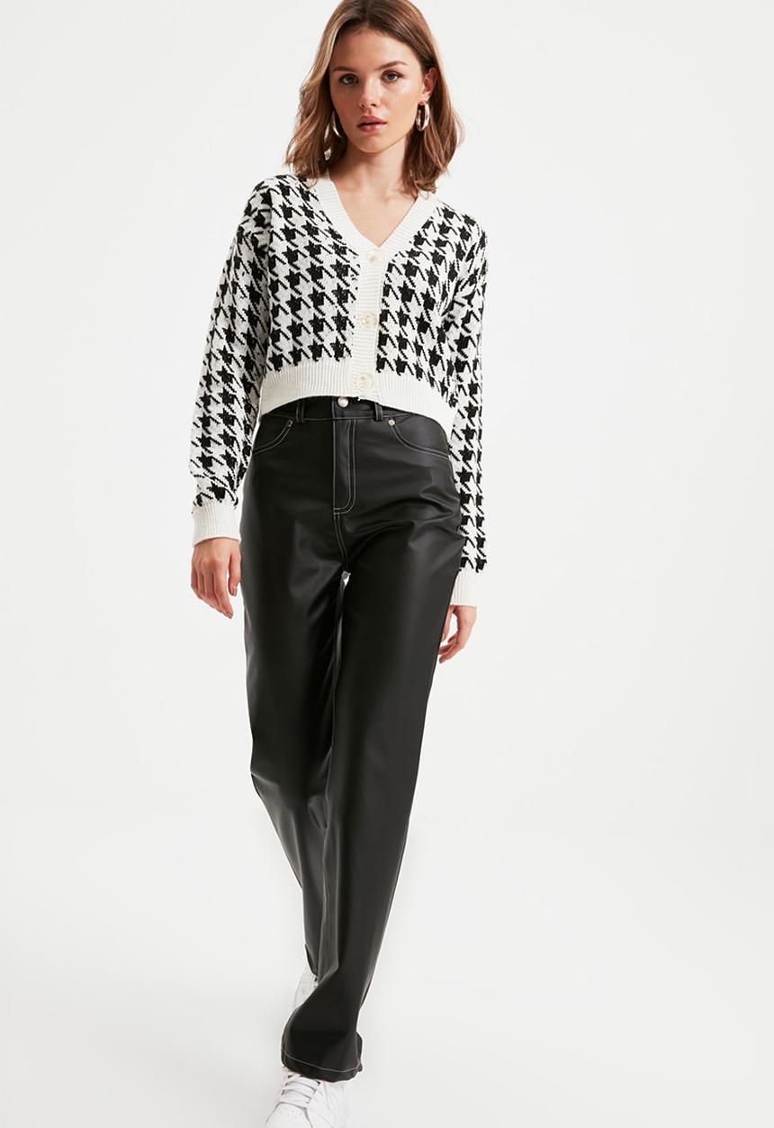 Trendyol - Faux leather trousers - black