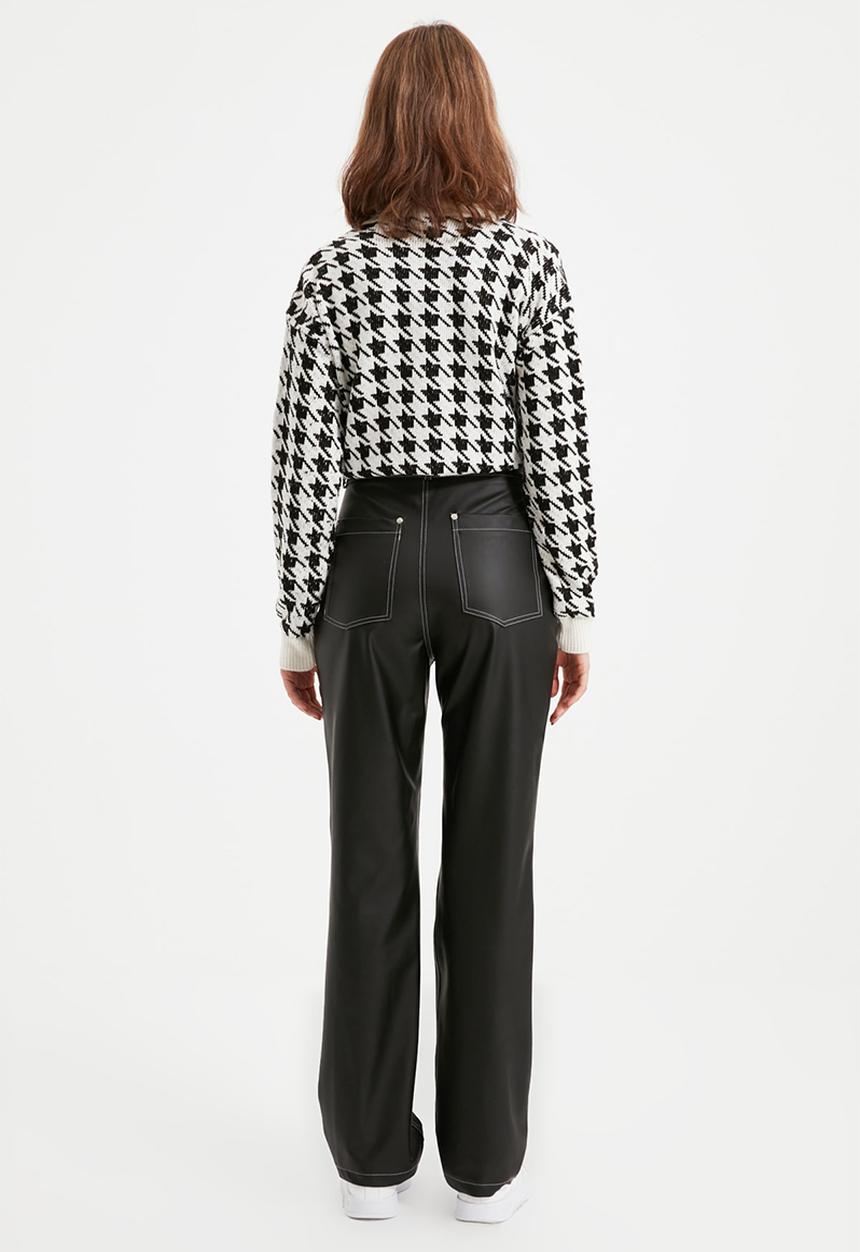 Trendyol - Faux leather trousers - black