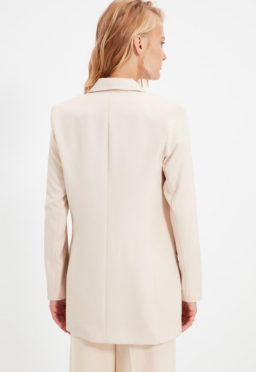 Trendyol - Oversized buttoned blazer jacket - beige