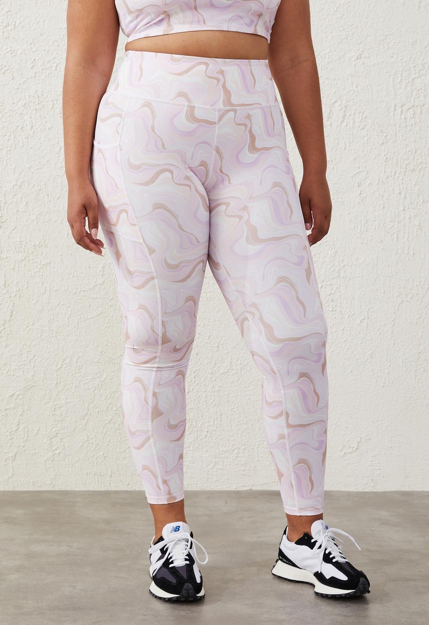 Cotton On - Curve active smoothing explorer tight - painterly marble digital orchid