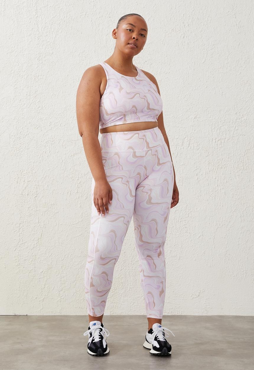 Cotton On - Curve active smoothing explorer tight - painterly marble digital orchid