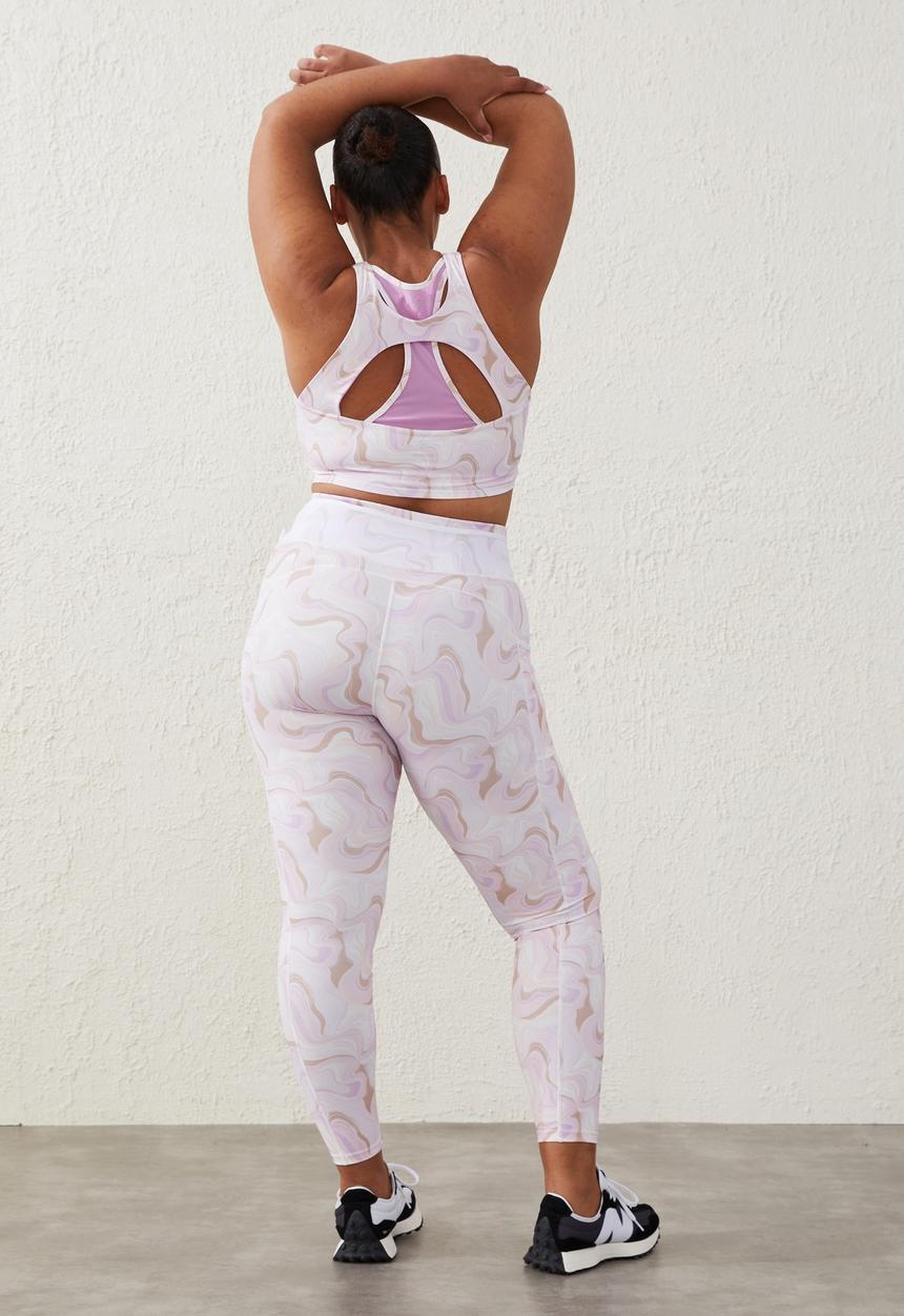 Cotton On - Curve active smoothing explorer tight - painterly marble digital orchid