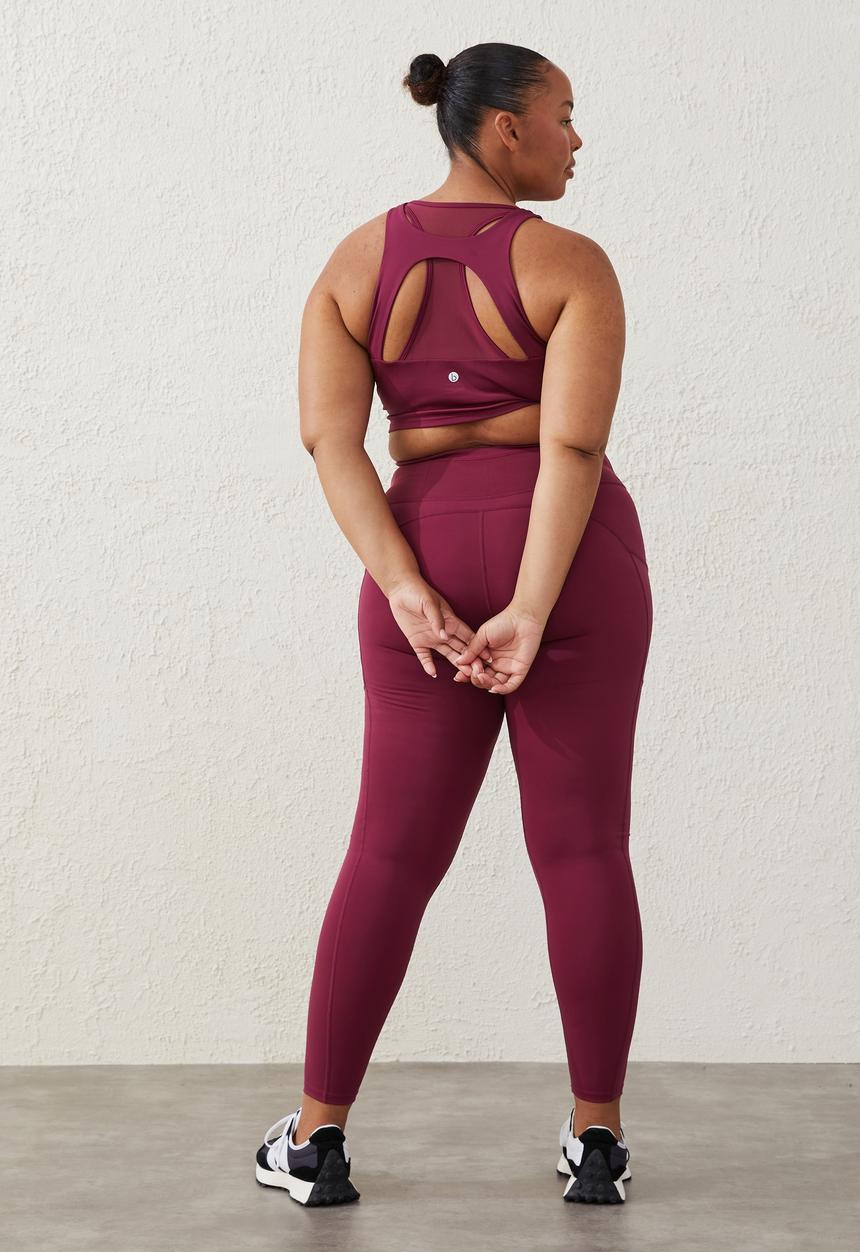 Cotton On - Curve active smoothing explorer tight - red plum
