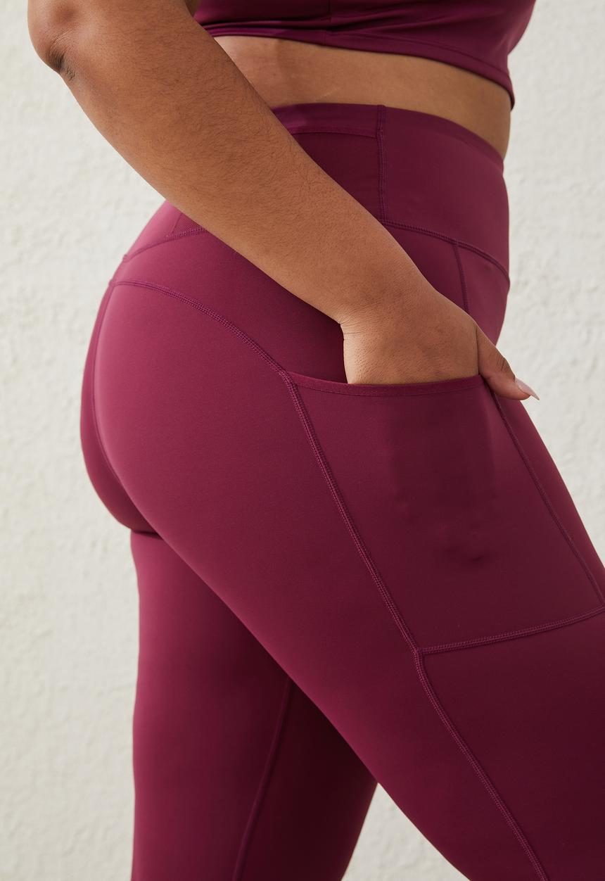 Cotton On - Curve active smoothing explorer tight - red plum