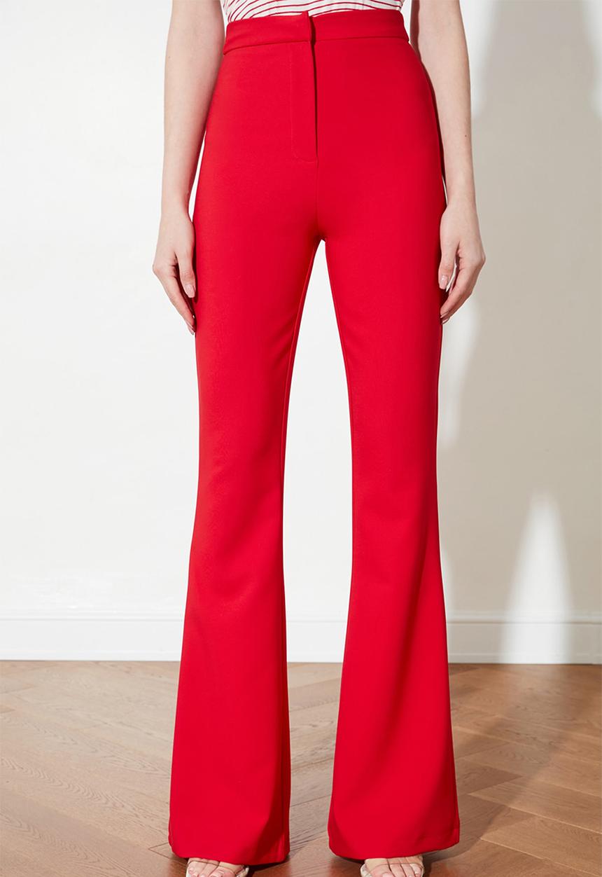 Trendyol - High waist flared trousers - red