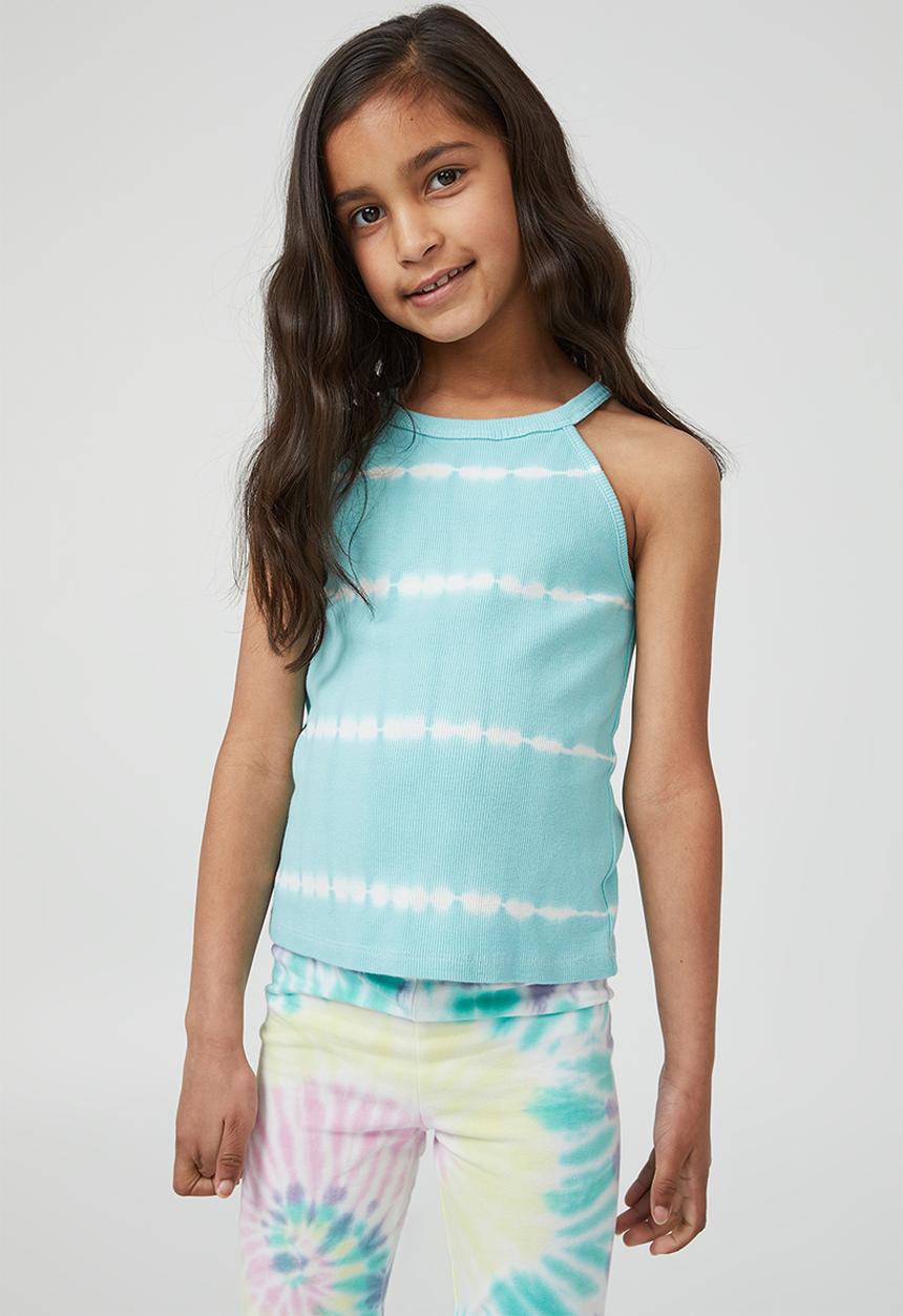 Cotton On - Leah rib tank - heaven blue/linear tie dye