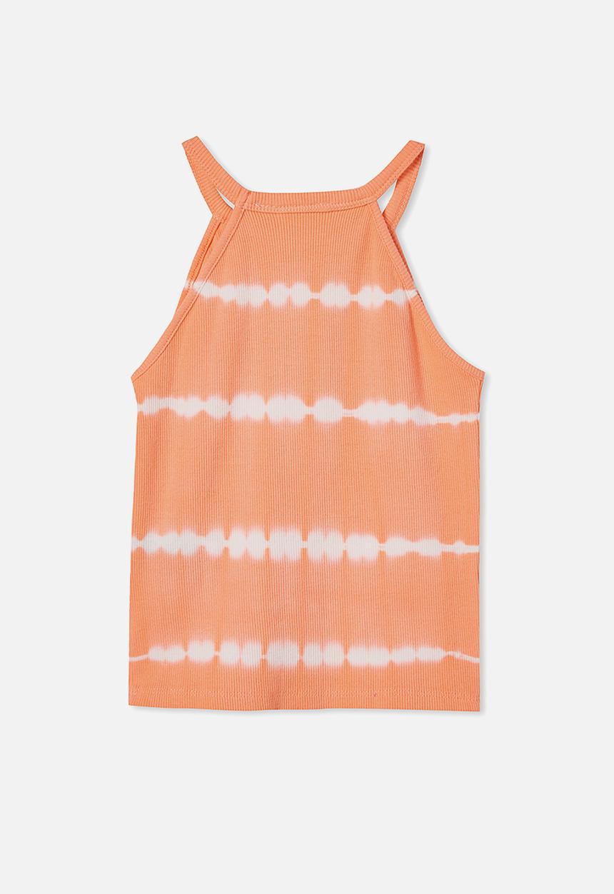 Cotton On - Leah rib tank - fizzy melon/linear tie dye
