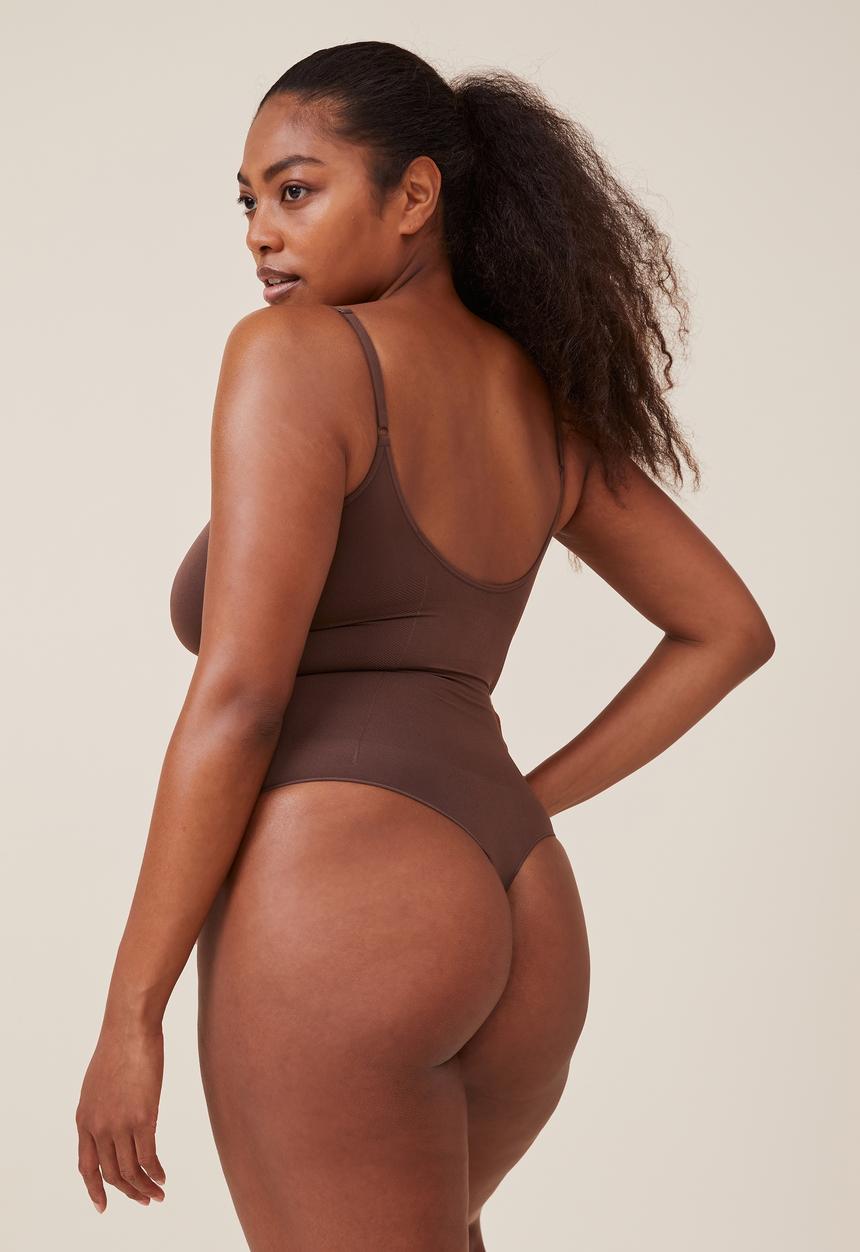 Cotton On - Go figure plunge shapewear bodysuit - espresso
