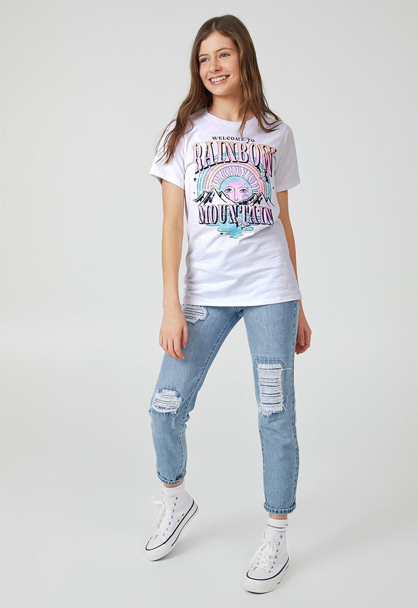 Cotton On - Penny short sleeve tee - white/rainbow mountain