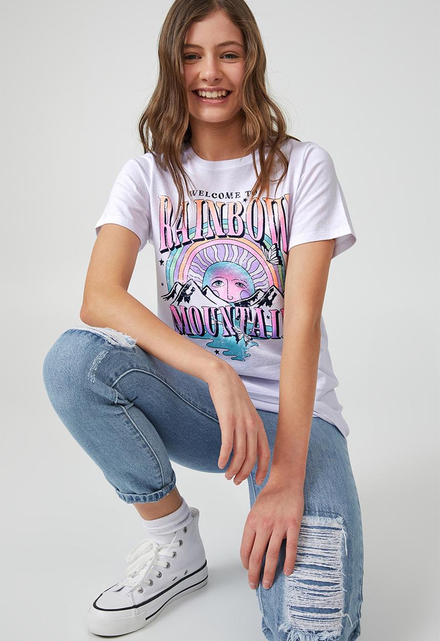 Cotton On - Penny short sleeve tee - white/rainbow mountain