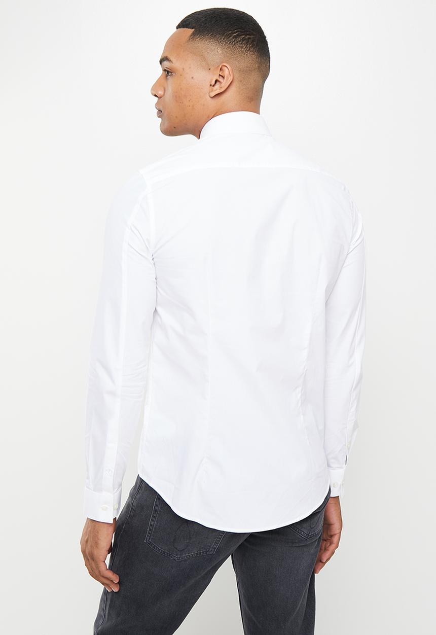 Calvin Klein - Ck chest logo slim stretch shirt - bright White