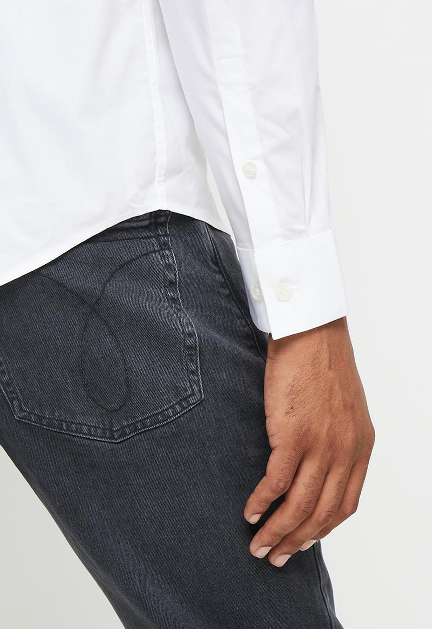 Calvin Klein - Ck chest logo slim stretch shirt - bright White