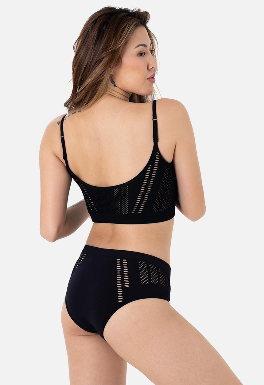 DORINA - Navuta high leg bazilian bikini bottom - black