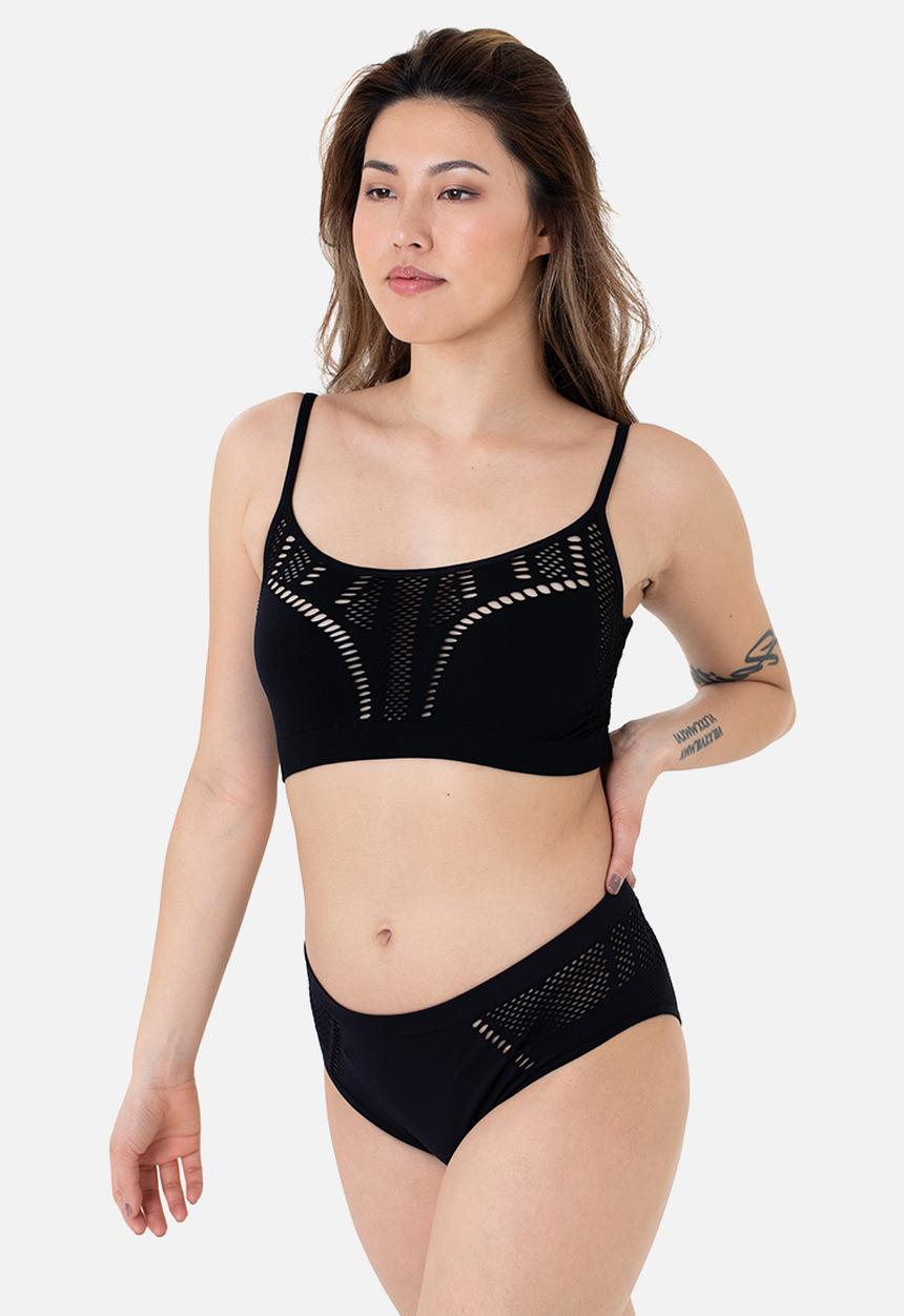 DORINA - Navuta high leg bazilian bikini bottom - black