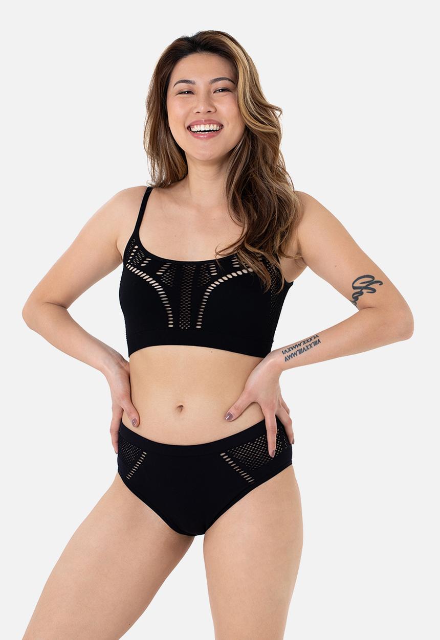 DORINA - Navuta high leg bazilian bikini bottom - black