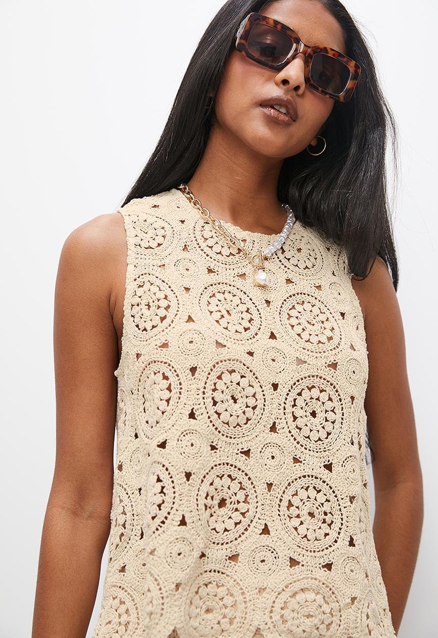 Superbalist - Crochet sleeveless cami - sand