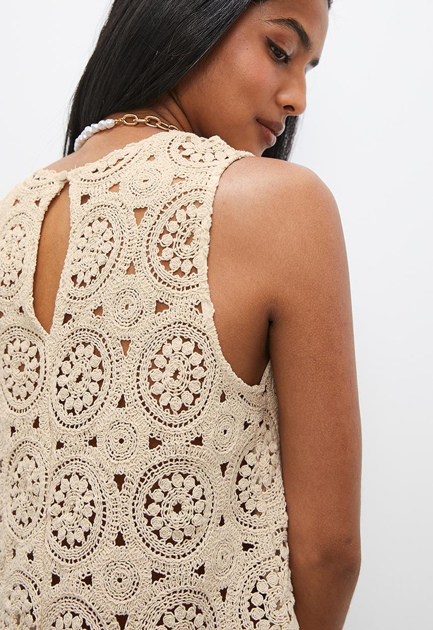 Superbalist - Crochet sleeveless cami - sand