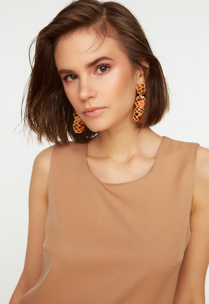 Trendyol - Basic sleeveless dress - camel