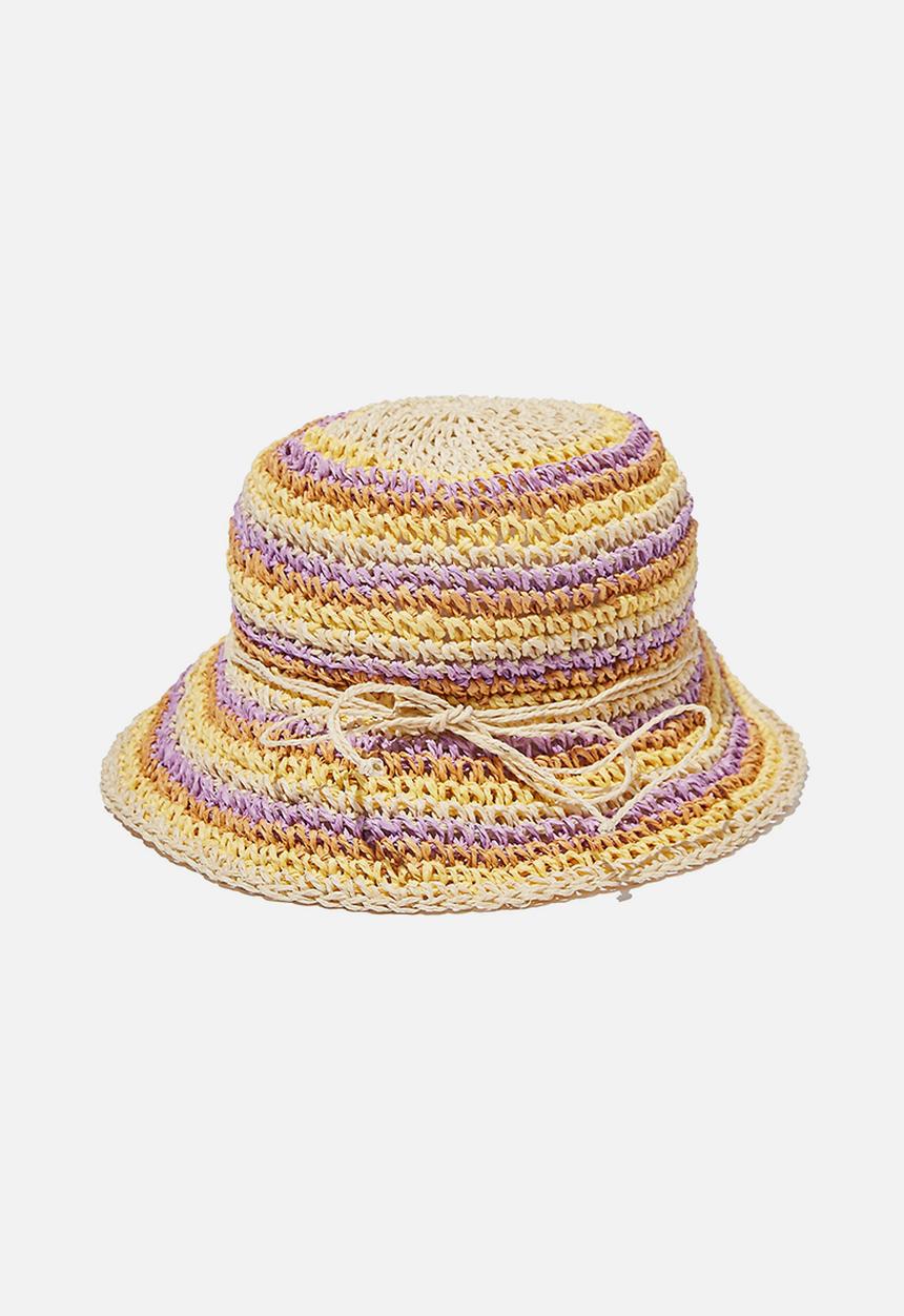 Cotton On - Kids crochet floppy hat - bright stripe
