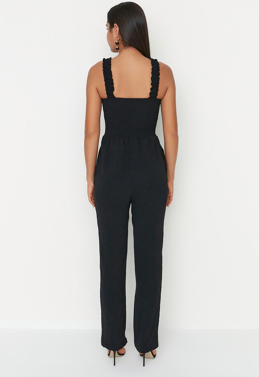 Trendyol - Square neck long jumpsuit - black