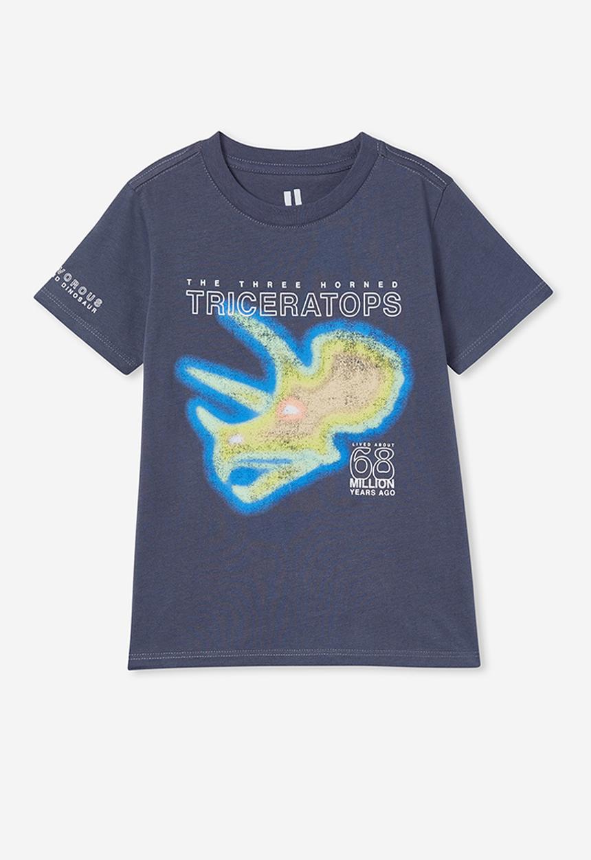 Cotton On - Max skater short sleeve tee - vintage navy/triceratops