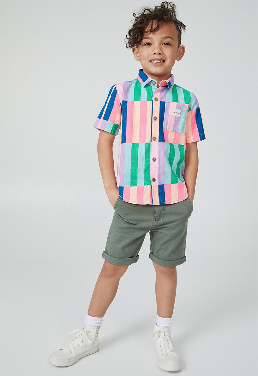 Cotton On - Resort short sleeve shirt - block stripe