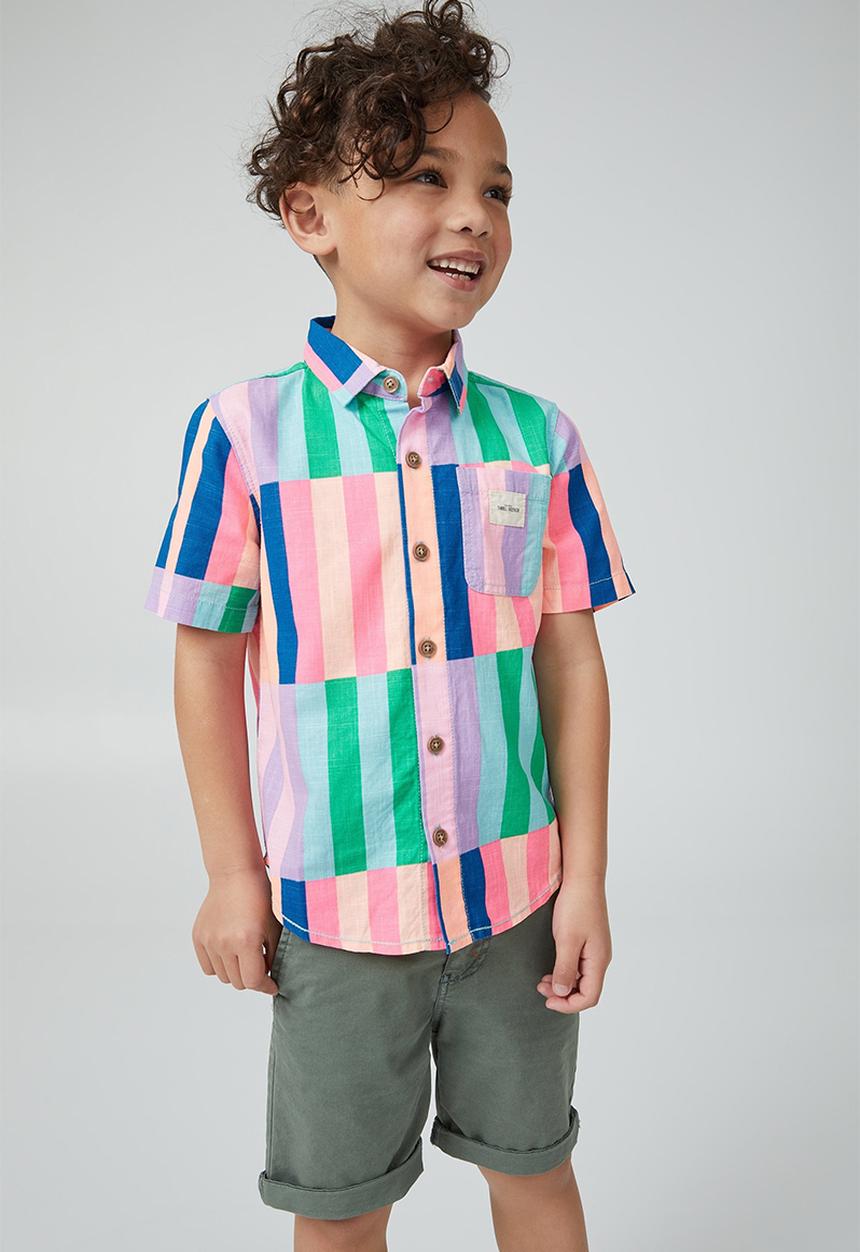 Cotton On - Resort short sleeve shirt - block stripe