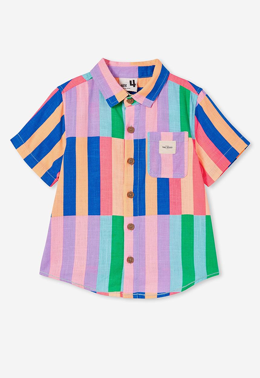 Cotton On - Resort short sleeve shirt - block stripe