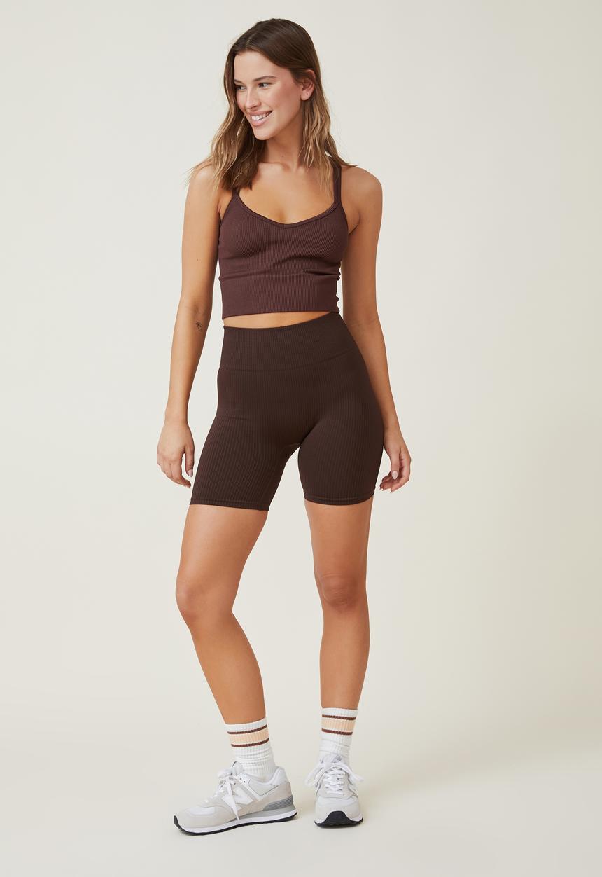 Cotton On - Seamless v back tank - cedar brown