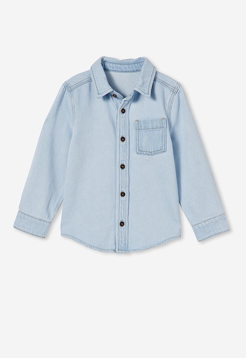 Cotton On - Rugged long sleeve shirt - bells light blue