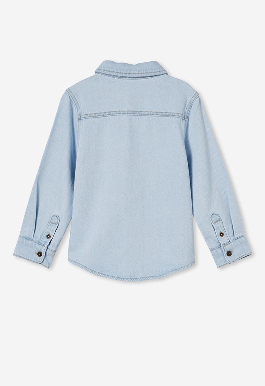 Cotton On - Rugged long sleeve shirt - bells light blue