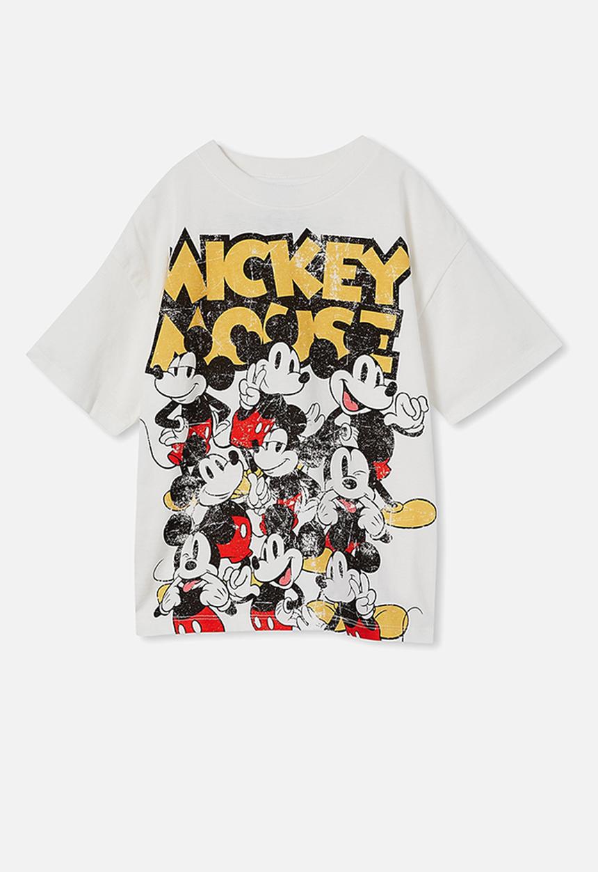Cotton On - License drop shoulder short sleeve tee - lcn dis vanilla/mickey mouse