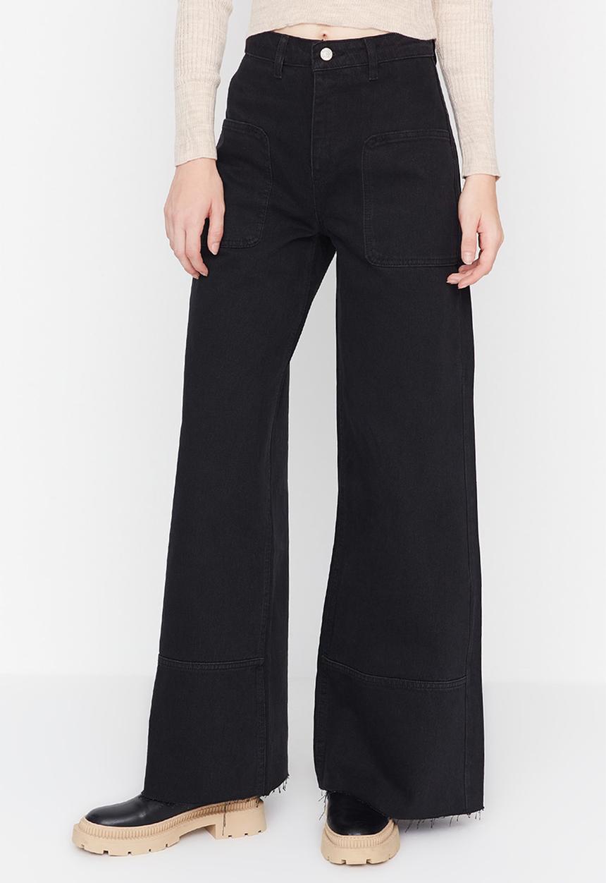 Trendyol - Wide leg jeans - black