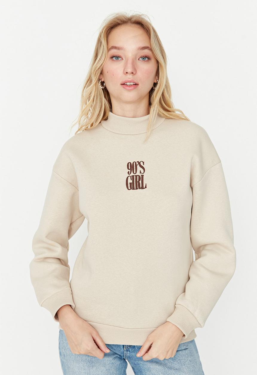Trendyol - Basic 90's girl knit sweater - beige