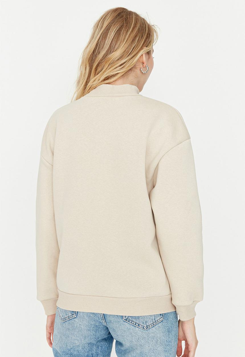 Trendyol - Basic 90's girl knit sweater - beige